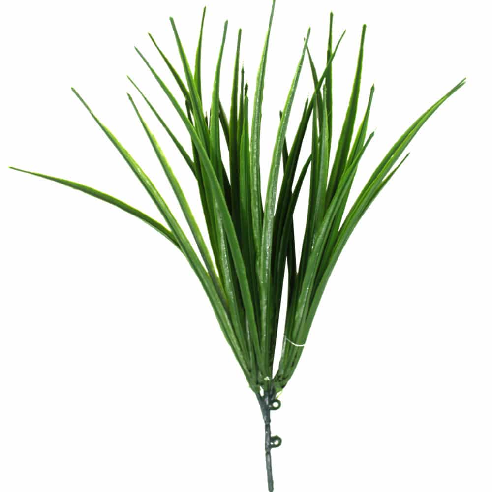 Faux Flora UV resistant grass stem, 30cm tall, artificial plant for home and garden decor, realistic green grass with natural texture.