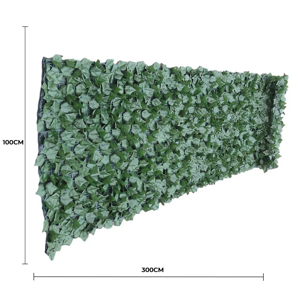 Artificial Ivy Leaf Hedge & Privacy Screen (Shade Cloth Backing Fake Ivy) (UV Resistant) 300cm x 100cm Roll