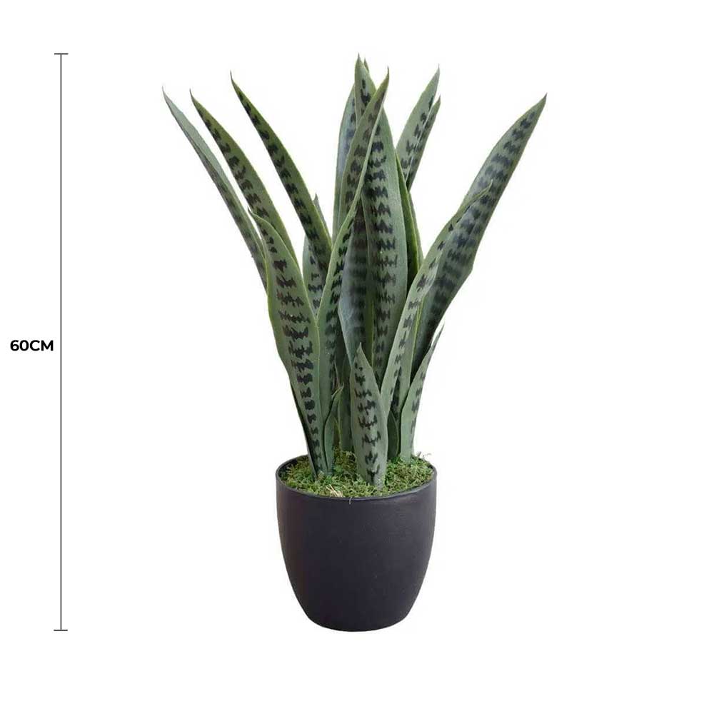 Artificial Sansevieria snake plant by Faux Flora, UV resistant, 60cm tall, ideal for home and garden decor.