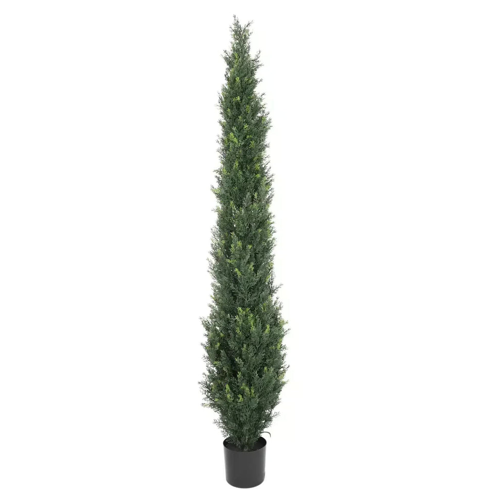Tall artificial potted tree on a white background