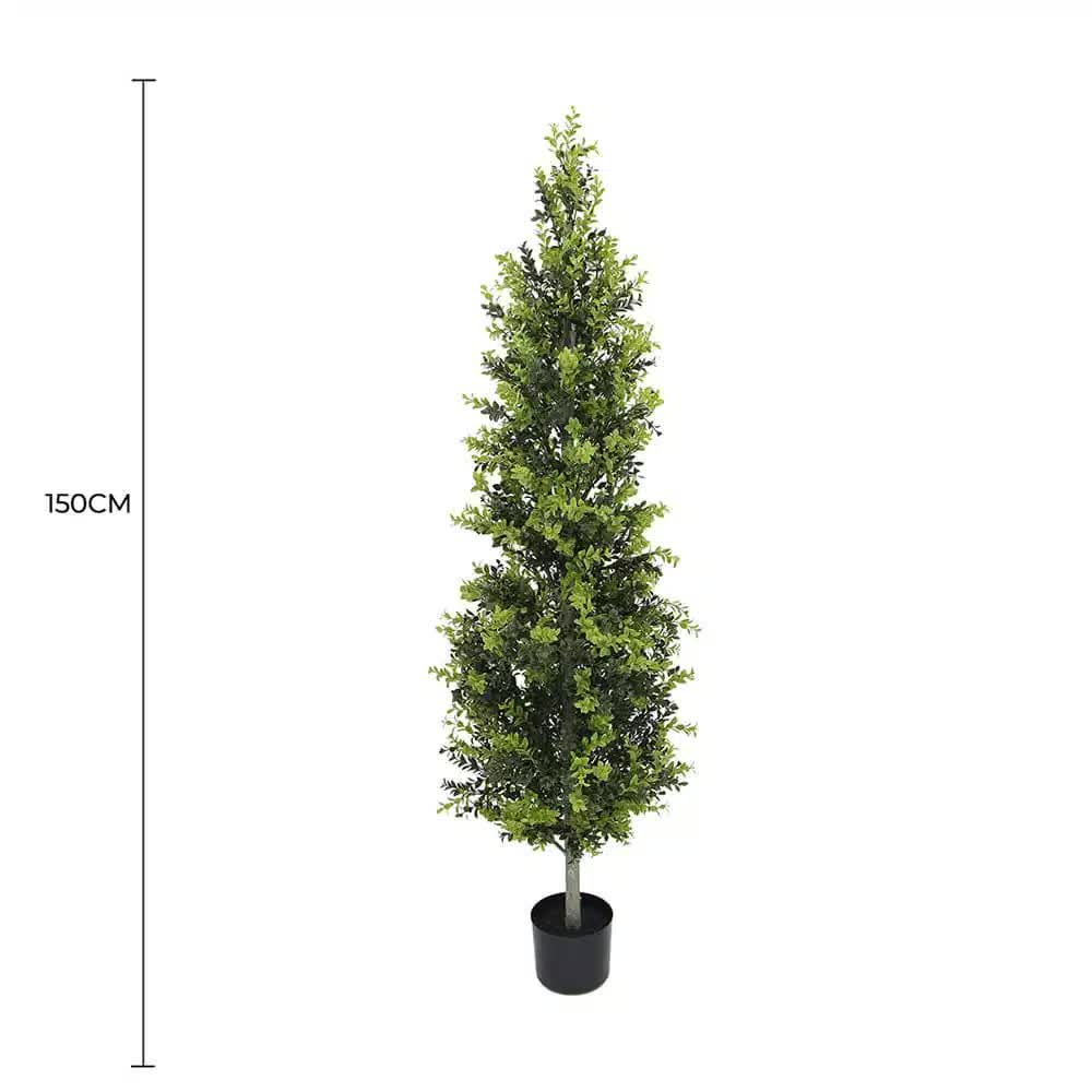 Artificial potted topiary tree by Faux Flora, 150cm UV-resistant plastic plant for home or garden decor, in a decorative pot.