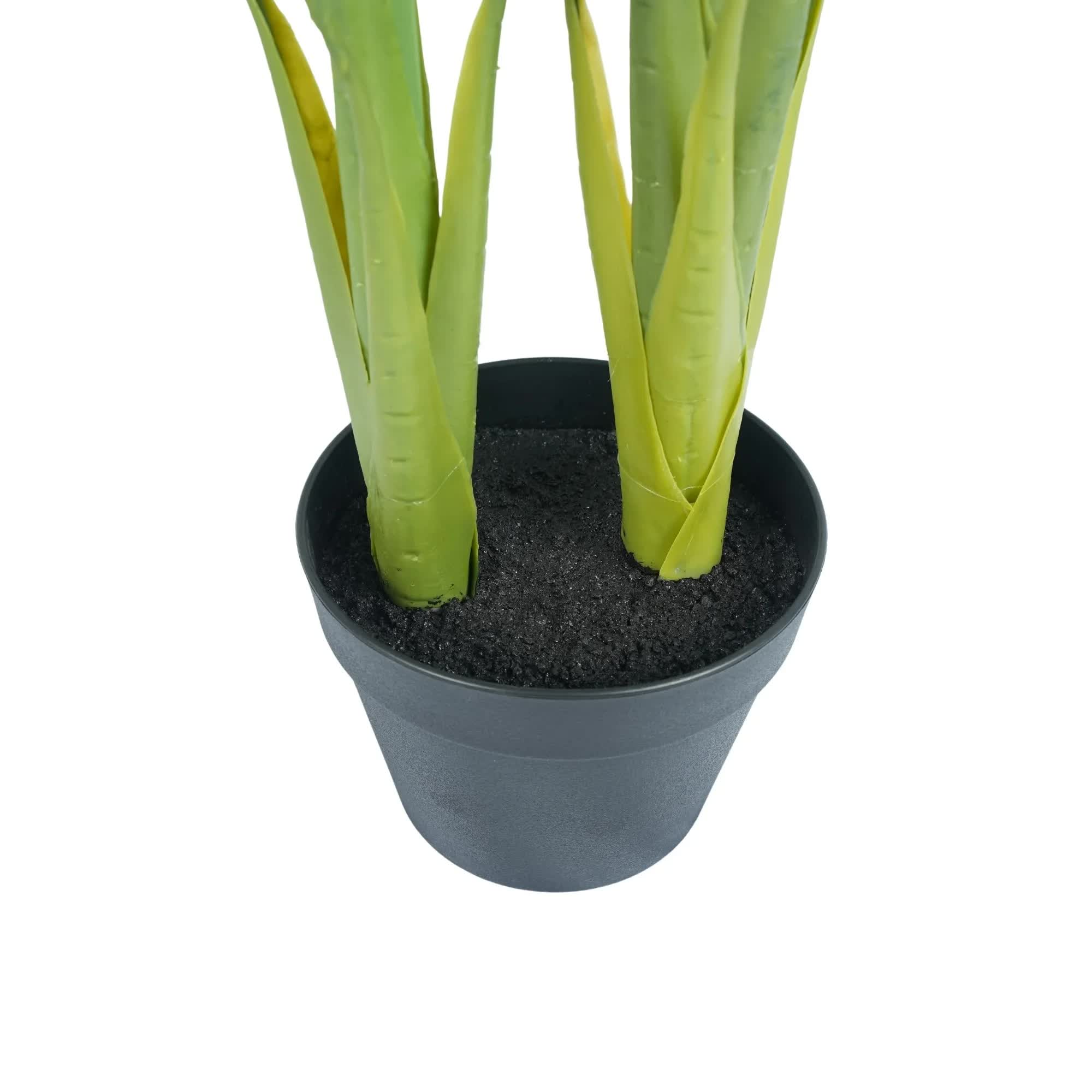 Potted artificial Bird of Paradise plant from Faux Flora, 110cm tall, lush green leaves and vibrant orange flowers in a decorative pot