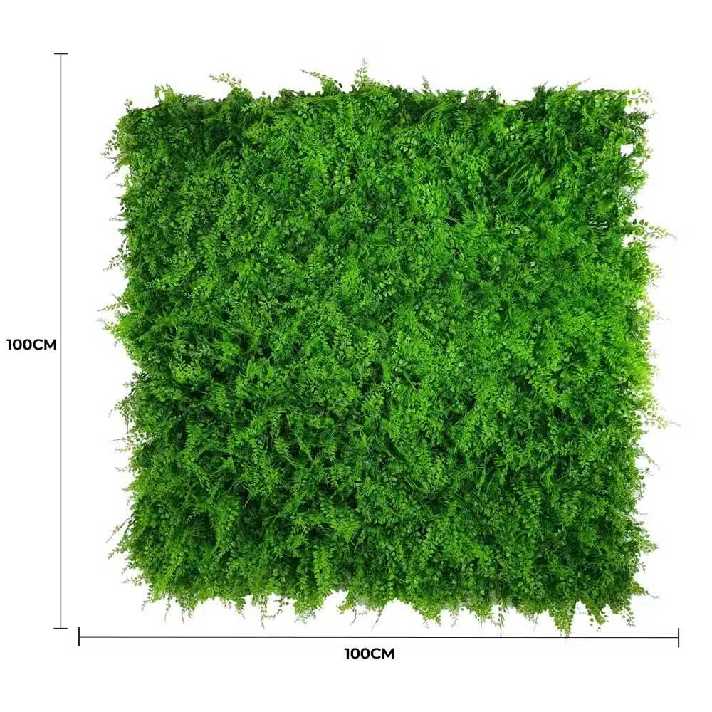 Faux Flora Mediterranean Fern vertical wall panel, UV resistant artificial plant for home or garden decor, 100cm by 100cm