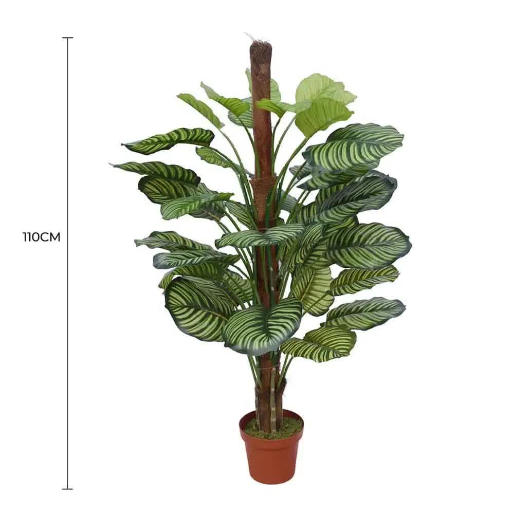 Artificial potted pond leaf plant by Faux Flora, 110cm tall, lush green leaves in a decorative pot for home or garden decor.