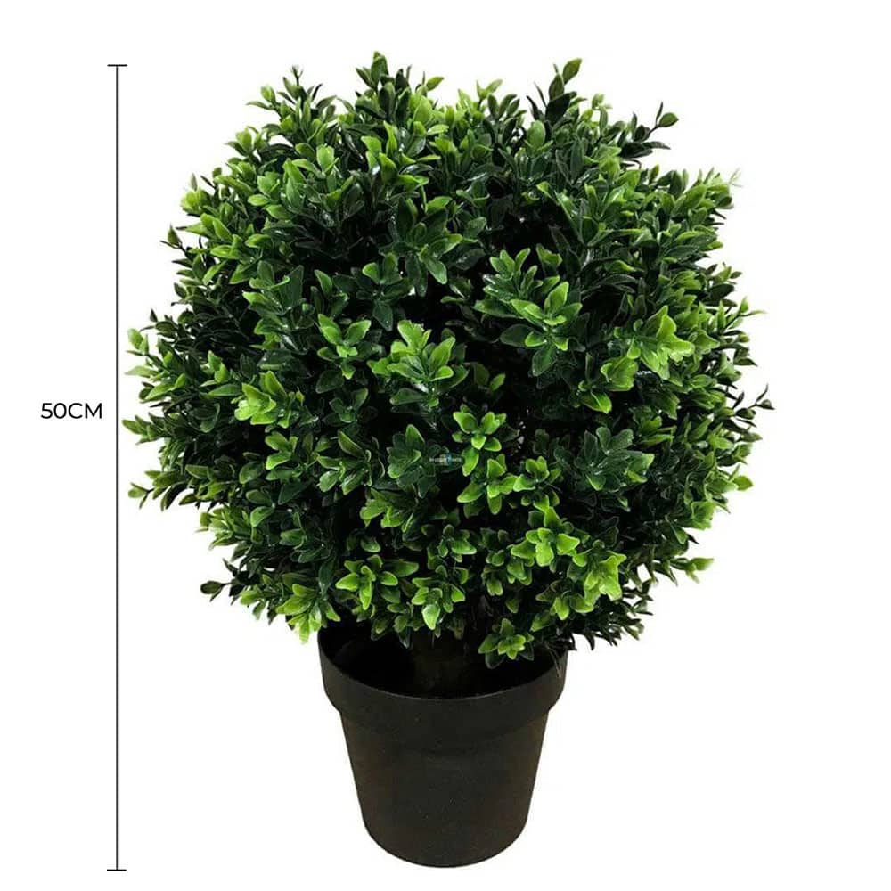 Artificial Hedyotis topiary shrub by Faux Flora, UV resistant 50cm tall, ideal for home and garden decor.