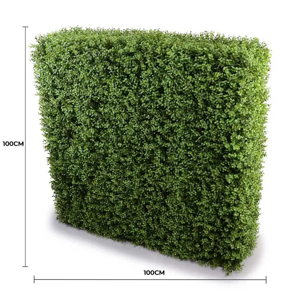 Faux Flora Deluxe Portable Buxus Hedge, UV resistant artificial plant, 100cm x 100cm, suitable for home and garden decor.
