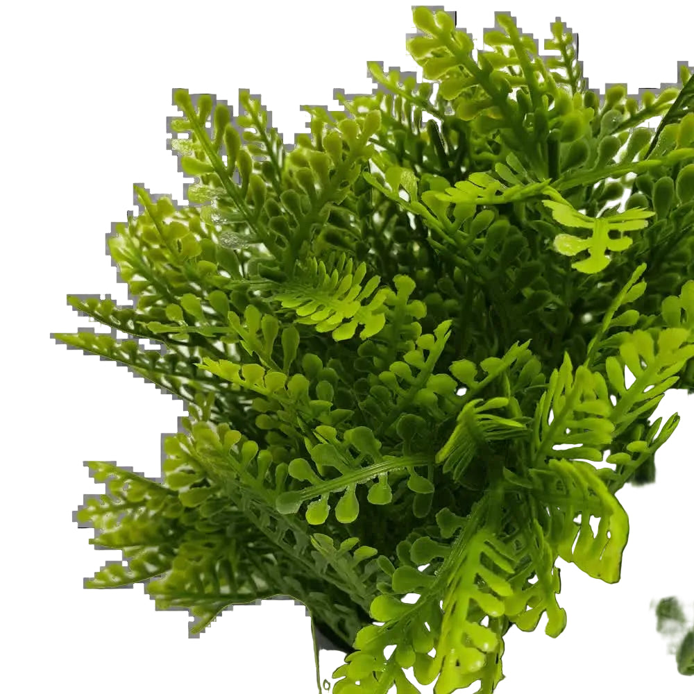Small potted artificial mimosa fern from Faux Flora, UV resistant, 20cm, suitable for home and garden hanging plant decor.