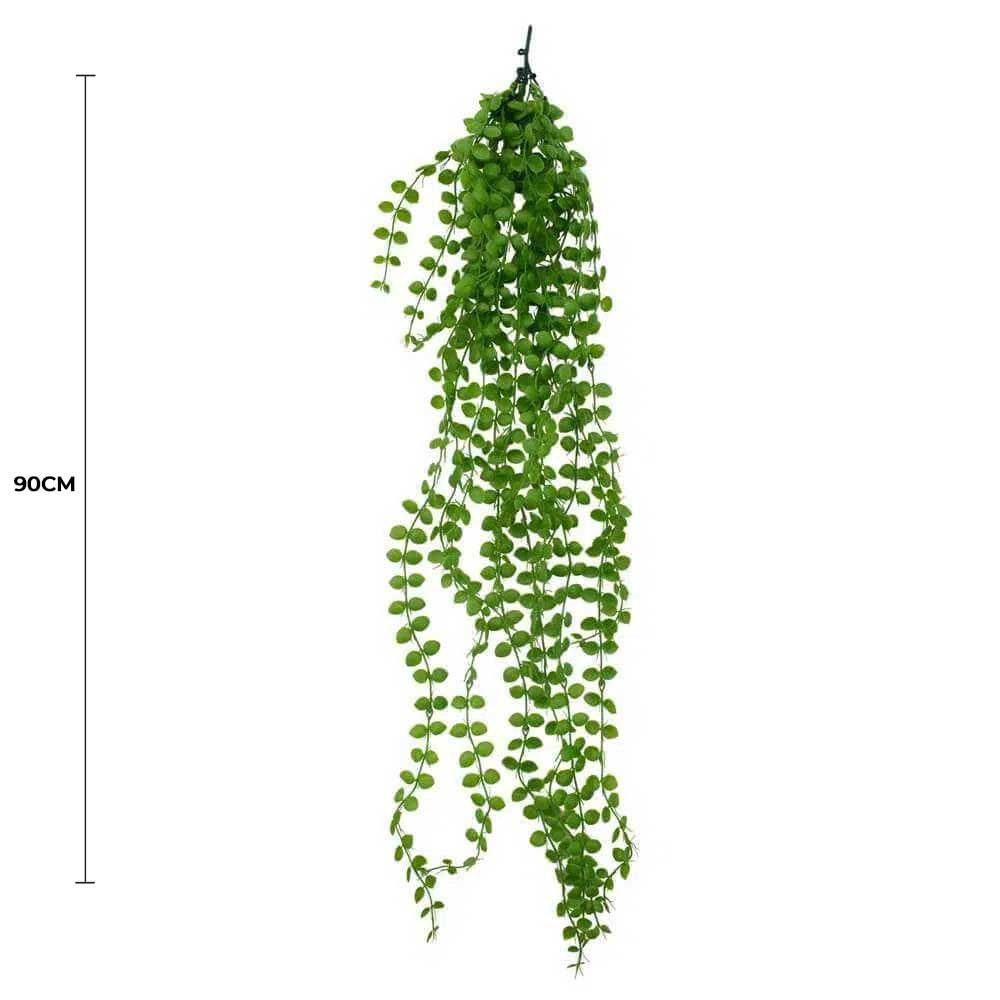 Faux Flora hanging pearls, UV resistant, 90cm artificial hanging plant with pearl accents for home and garden decor.
