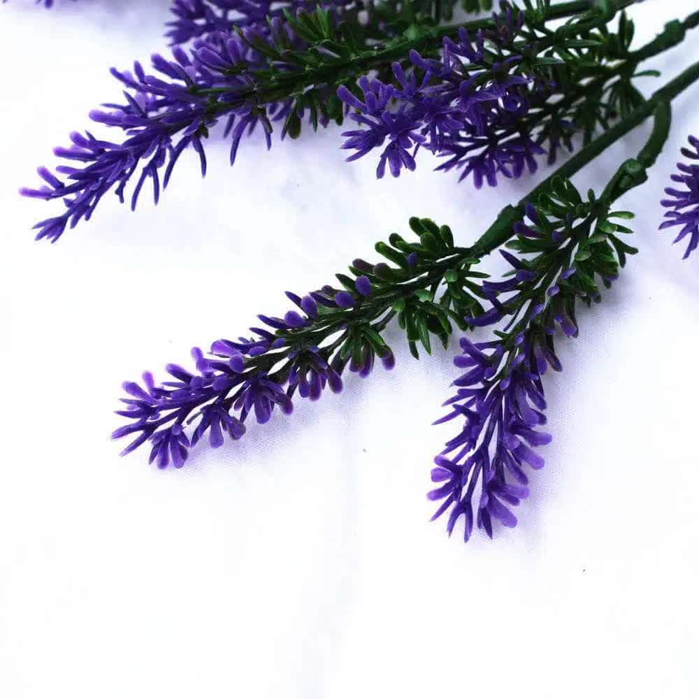Small artificial lavender flower stem by Faux Flora, UV resistant wall plant, 26cm, perfect for home and garden decor.