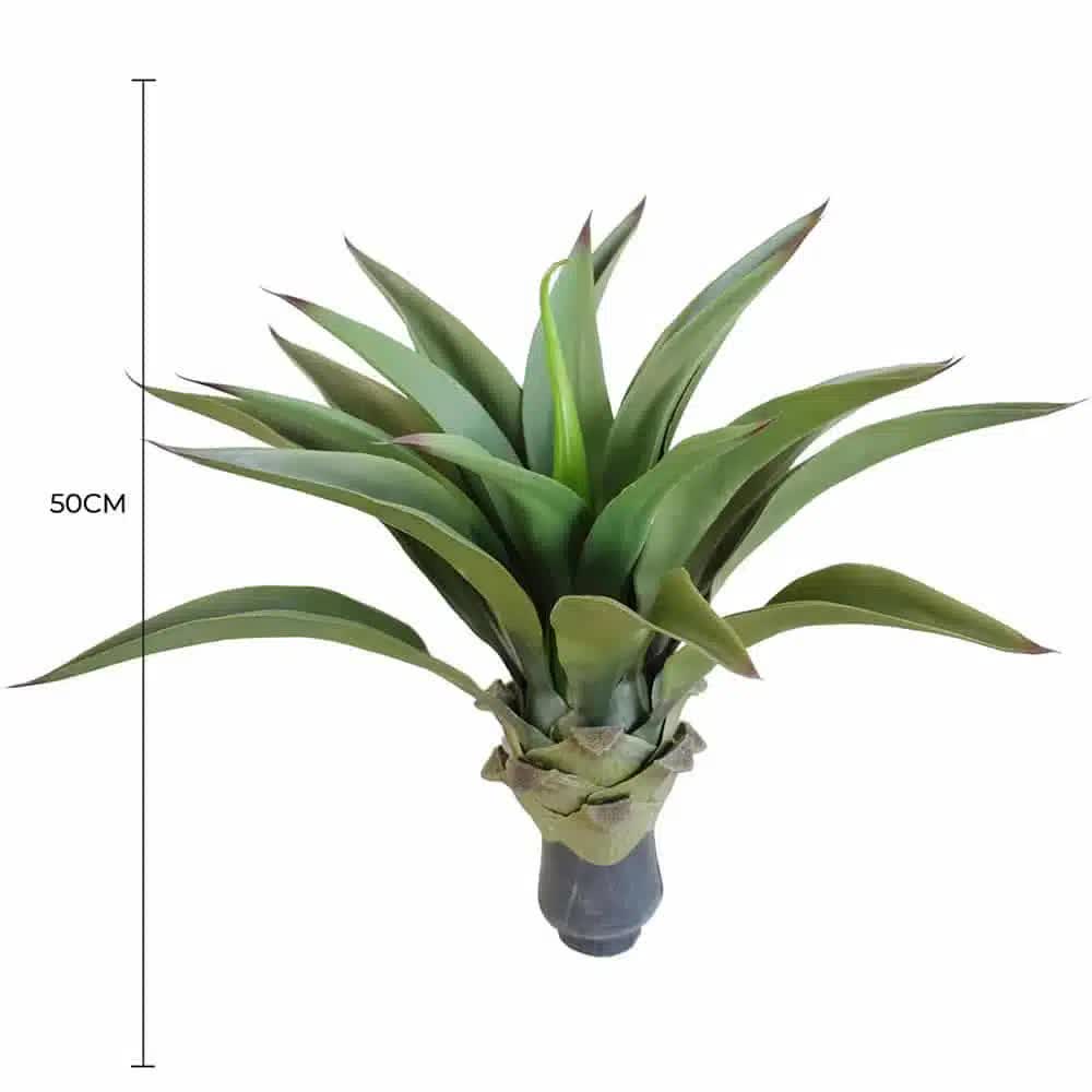 Artificial agave plant from Faux Flora, UV resistant, 50cm tall, no pot, suitable for home and garden decor.