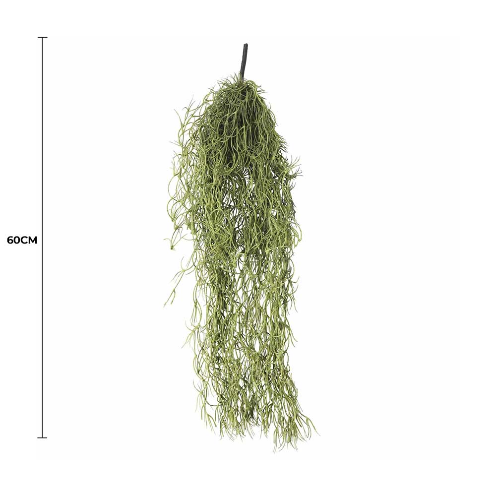 Artificial hanging air plant with Spanish moss known as Old Man Beard, 60cm long, by Faux Flora, ideal for home and garden decor.