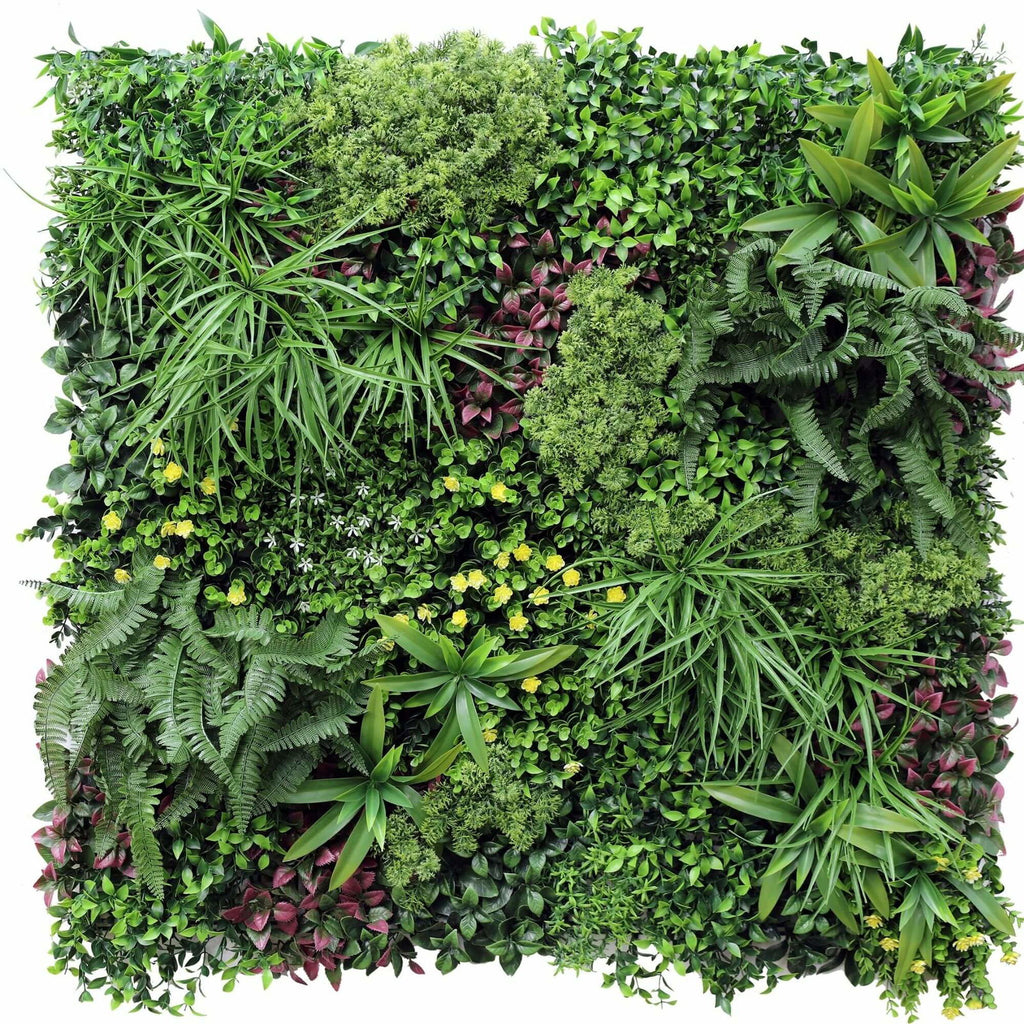 Faux Flora luxury country fern recycled vertical garden panel, UV resistant artificial wall plant, 100cm x 100cm for home decor