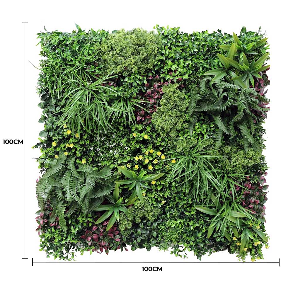 Faux Flora luxury country fern recycled vertical garden panel, UV resistant, 100cm x 100cm, artificial wall plant for home or garden.