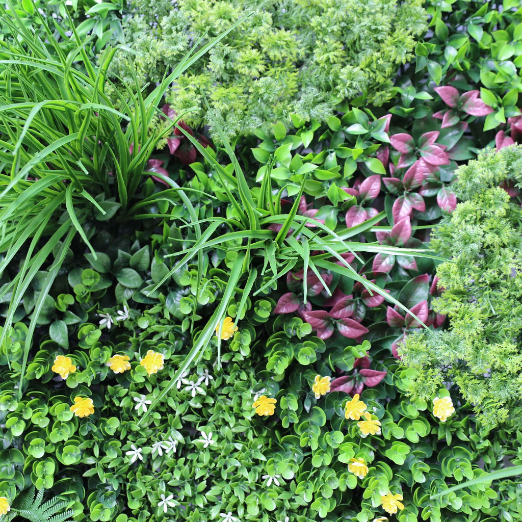 Faux Flora luxury country fern recycled vertical garden panel, UV resistant artificial green wall, 100cm x 100cm for home decor.