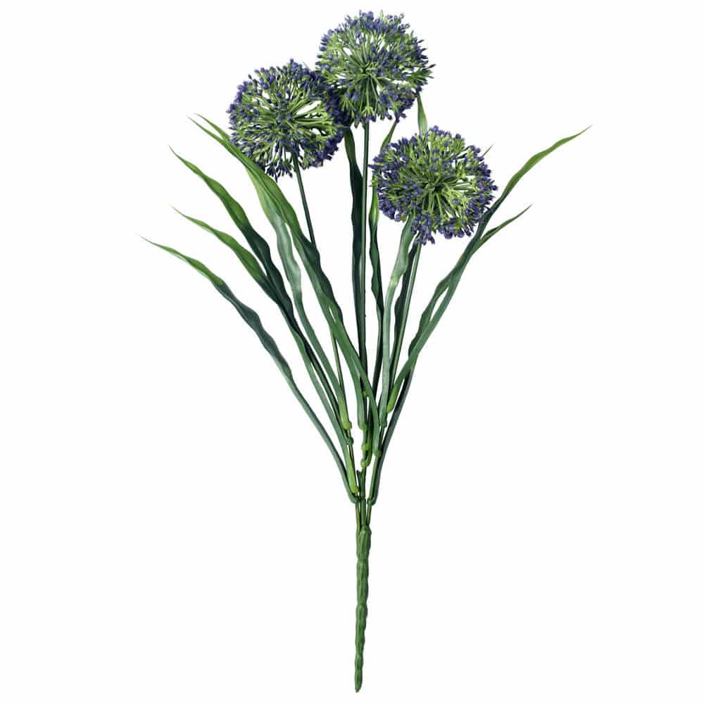 Purple hydrangea stem with lush flowering blooms, UV resistant, 35cm faux floral plant from Faux Flora for home and garden decor.