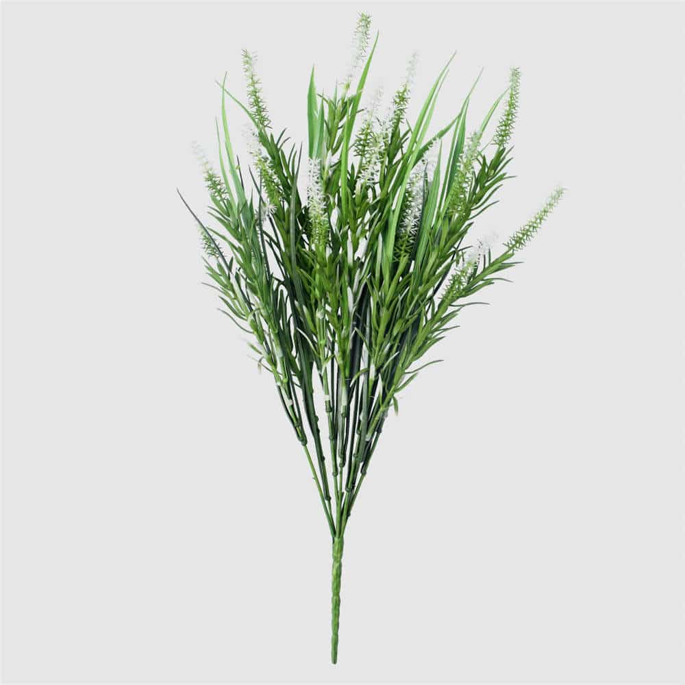 Long artificial lavender stem from Faux Flora, 50cm UV resistant white faux flower for home and garden decor.