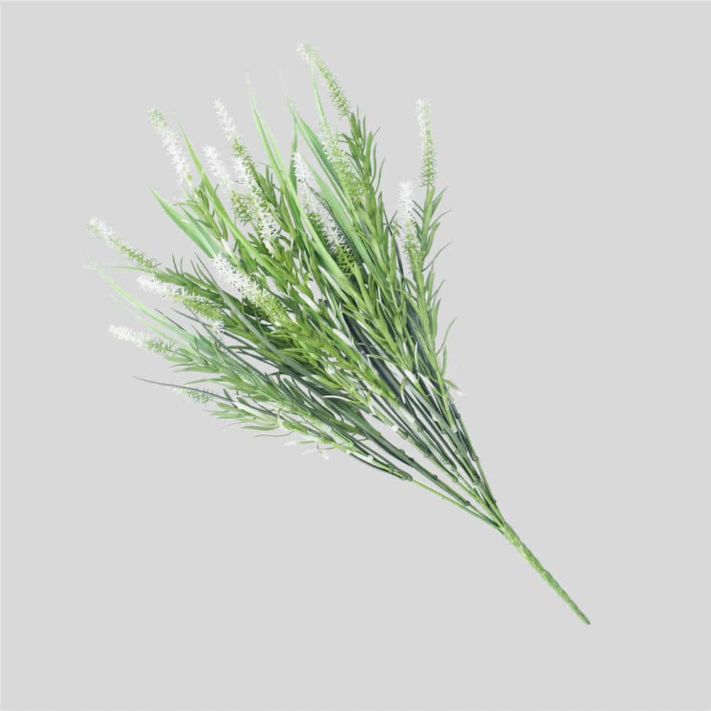 Artificial lavender stem by Faux Flora, 50cm long, UV resistant white faux flower for home and garden decor.