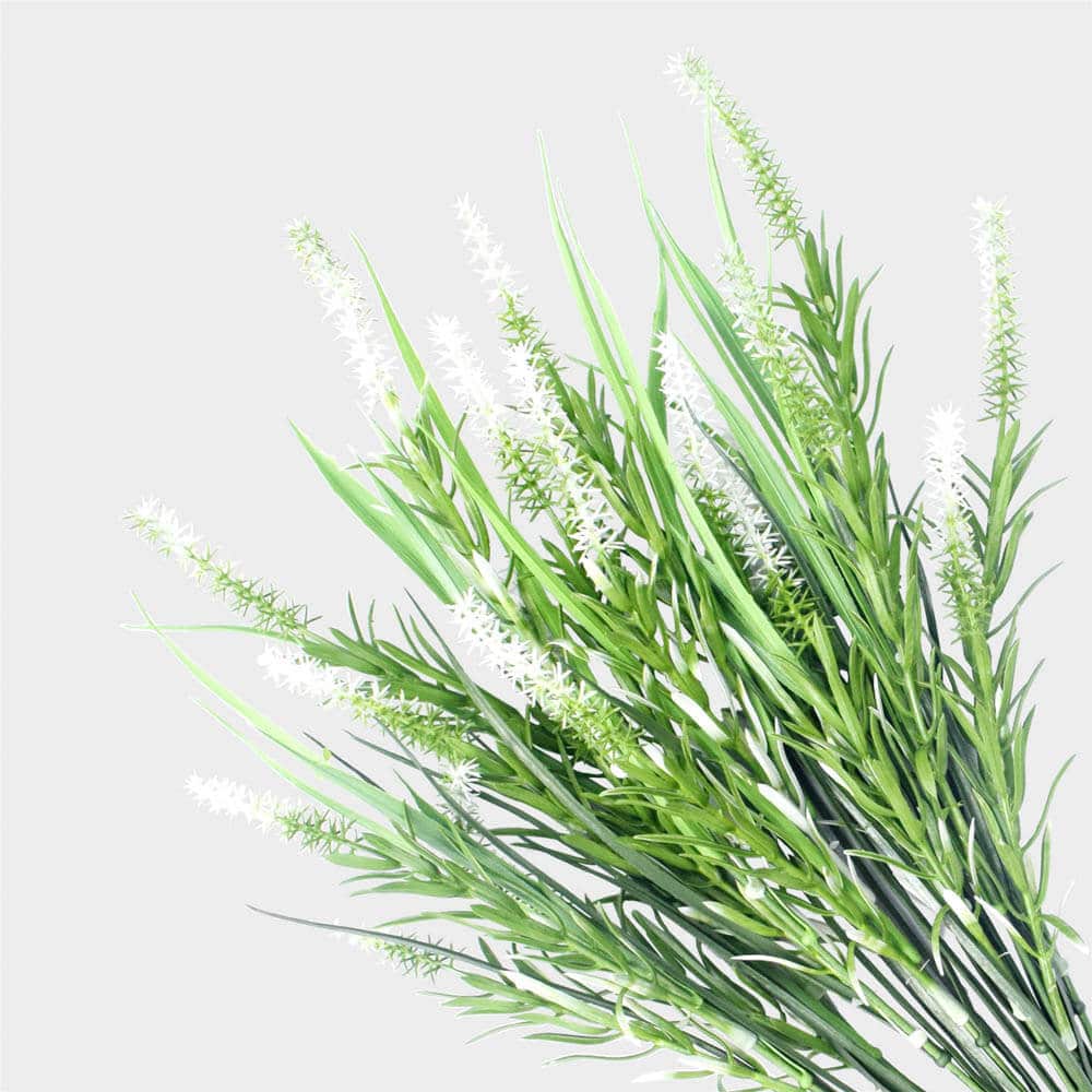 Long artificial lavender stem by Faux Flora, UV resistant, 50cm white faux flower for home and garden decor.