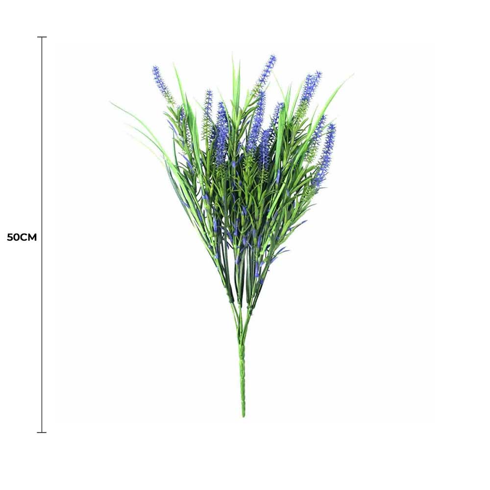 Purple lavender artificial plant with long stems, UV resistant, 50cm tall, ideal for home and garden decor by Faux Flora.