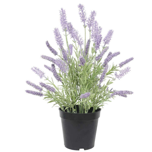 Artificial potted lavender plant by Faux Flora, 40cm tall, with vibrant purple lavender flowers in a realistic pot.