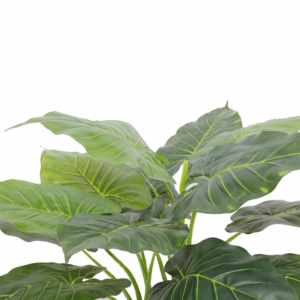Artificial potted taro plant by Faux Flora, 70cm tall, with lush green elephant ear leaves in a decorative pot for home or garden decor.