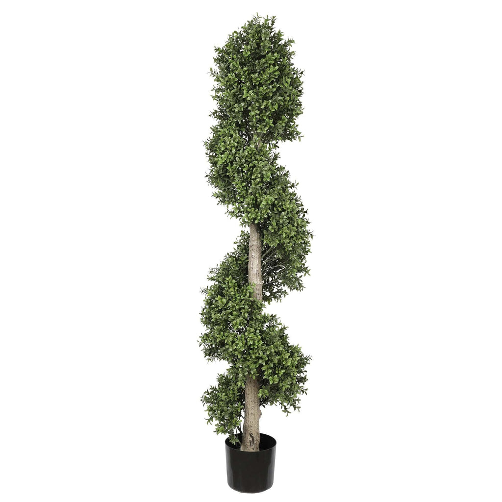 Artificial topiary spiral tree by Faux Flora, 150cm UV resistant synthetic plant for home and garden decor.