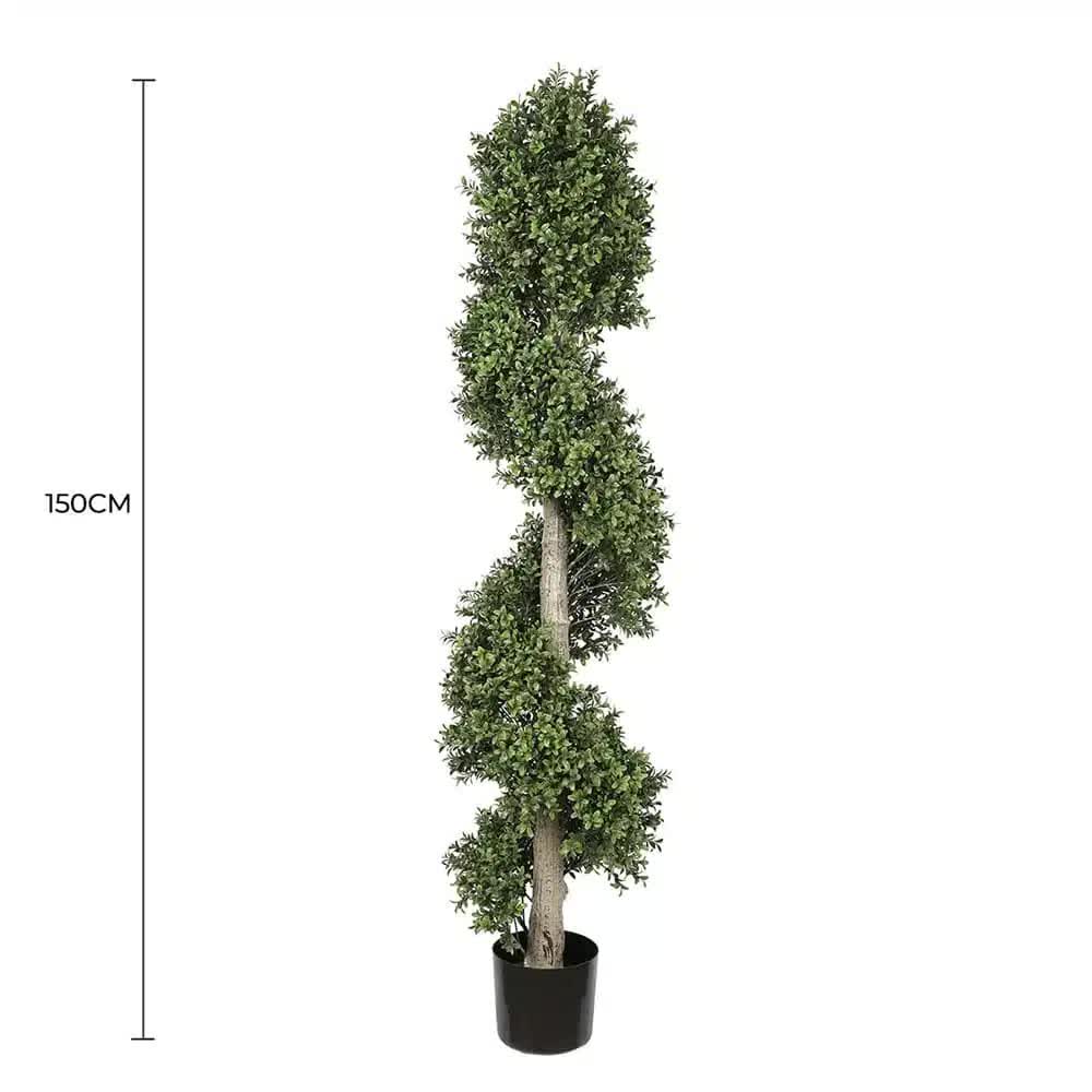 Artificial topiary spiral tree by Faux Flora, UV resistant 150cm tall, perfect for home or garden décor.