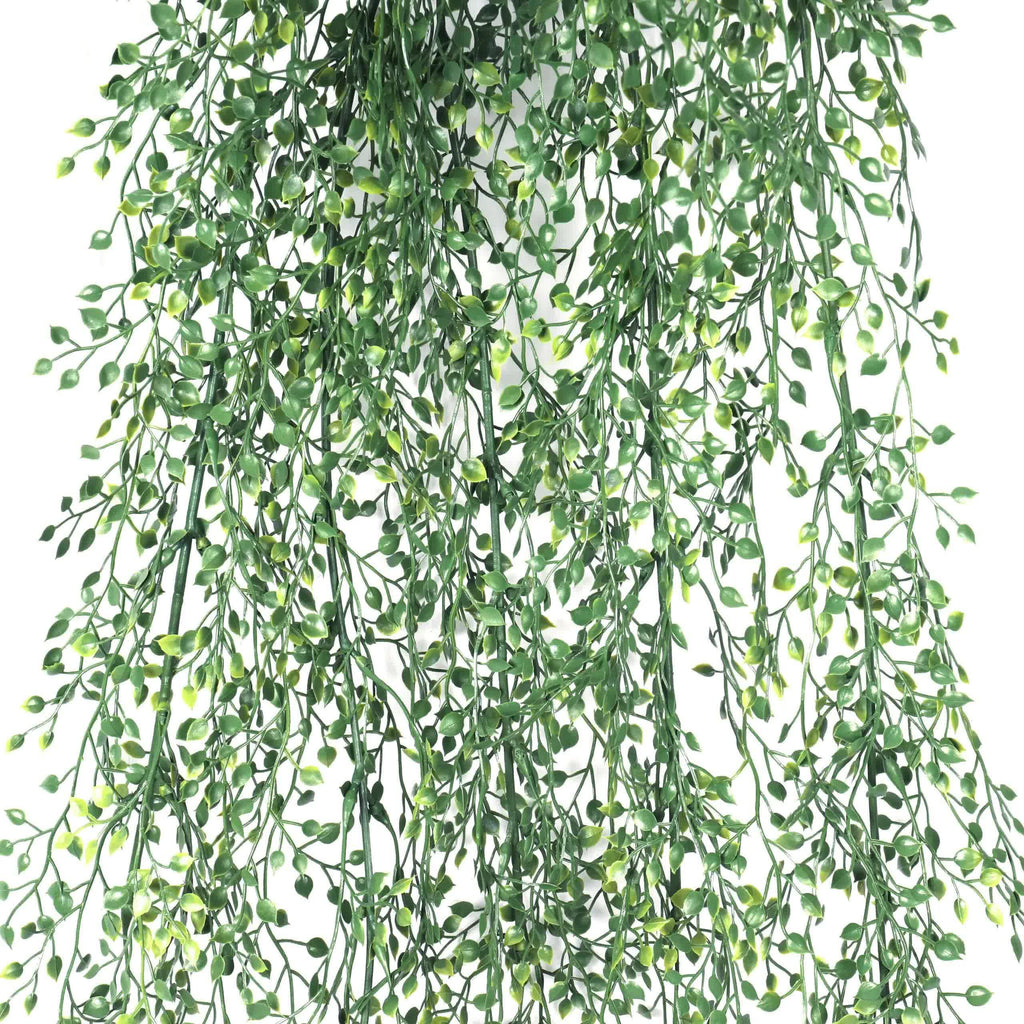 Artificial hanging jade leaf vine by Faux Flora, UV resistant, 90cm long for home and garden decor, realistic green foliage.