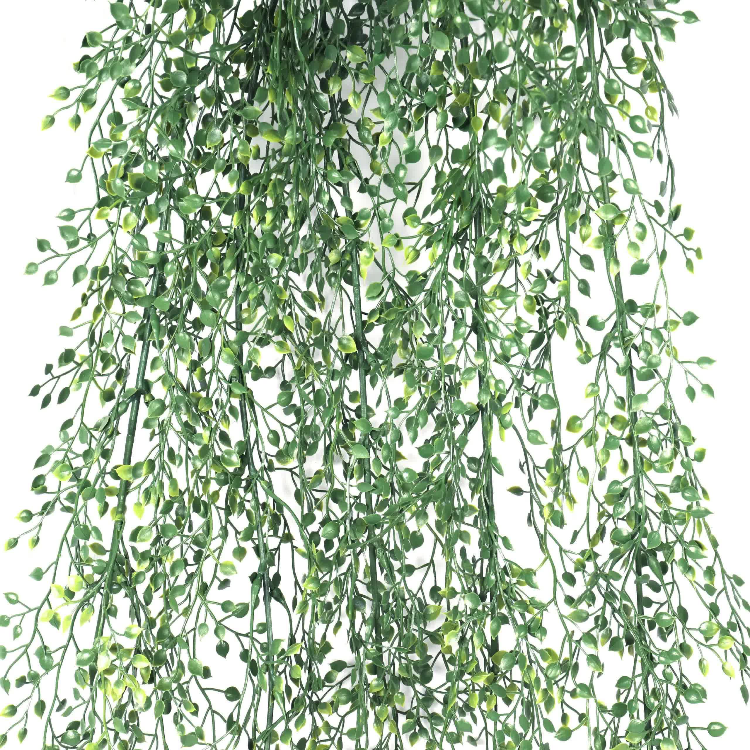 Artificial hanging jade leaf vine by Faux Flora, UV resistant, 90cm long for home and garden decor, realistic green foliage.