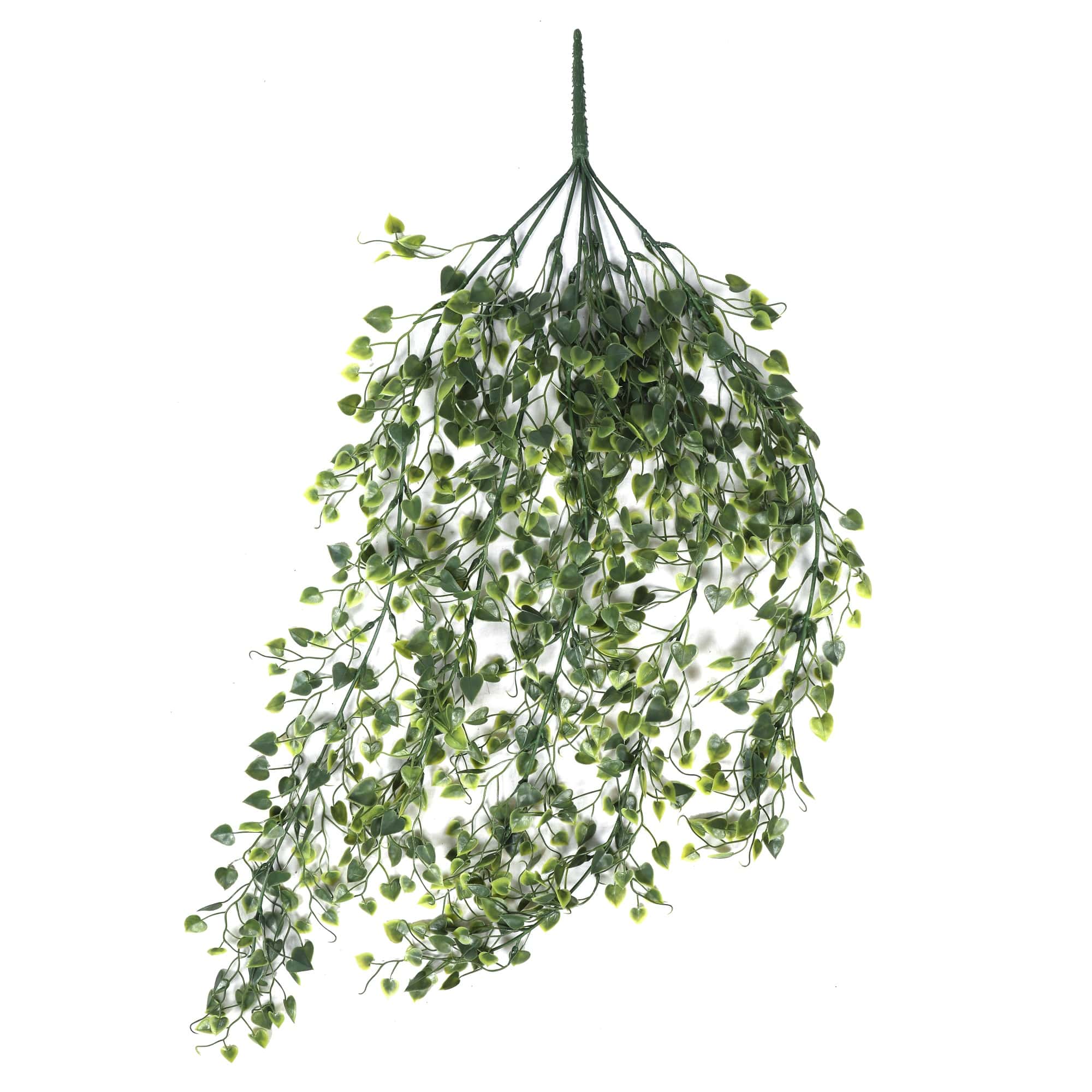 Artificial hanging plant with heart-shaped leaves from Faux Flora, UV resistant, 90cm tall for home and garden decor.