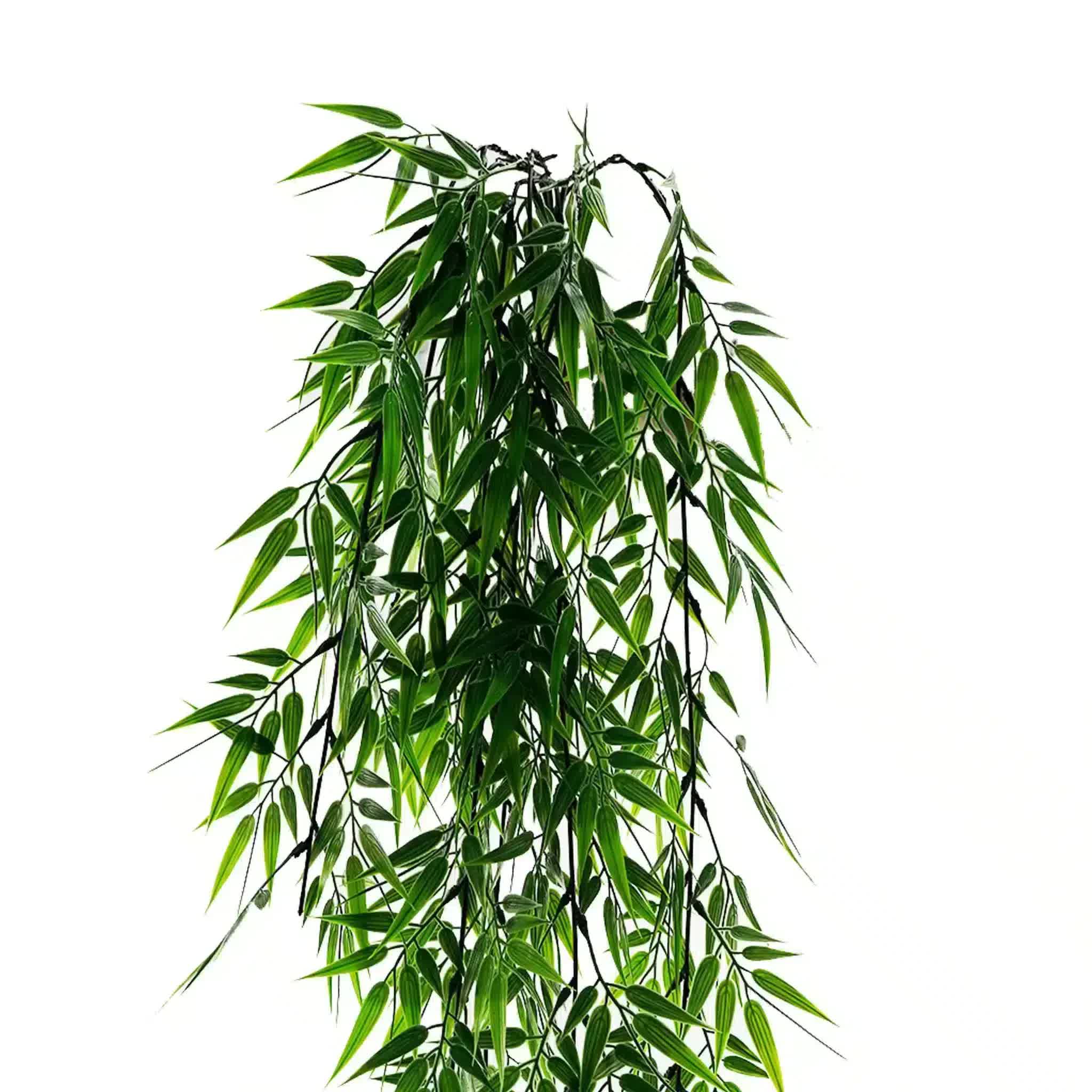 Vivid green hanging artificial Ruscas plant by Faux Flora, UV resistant, 120cm tall, suitable for home and garden decor.
