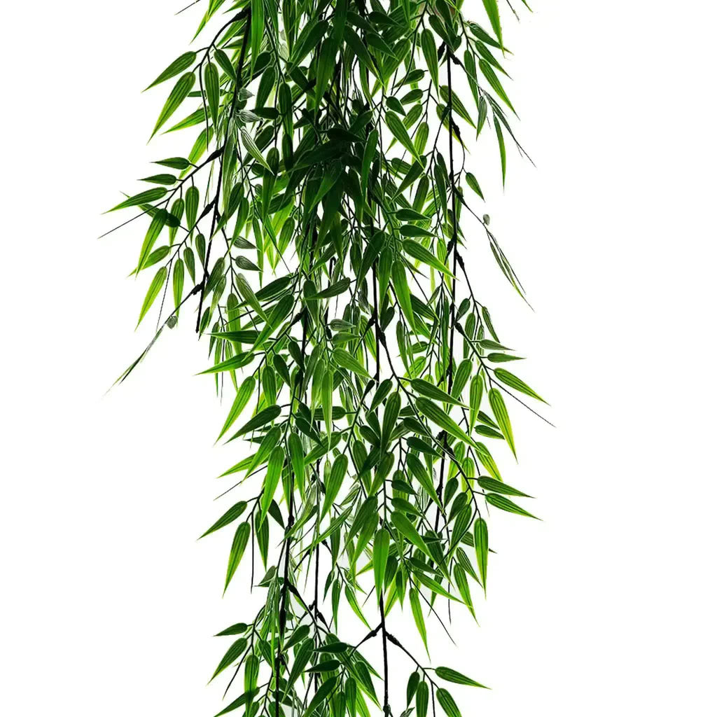Vivid green hanging artificial Ruscas plant by Faux Flora, UV resistant, 120cm tall for home and garden decor.