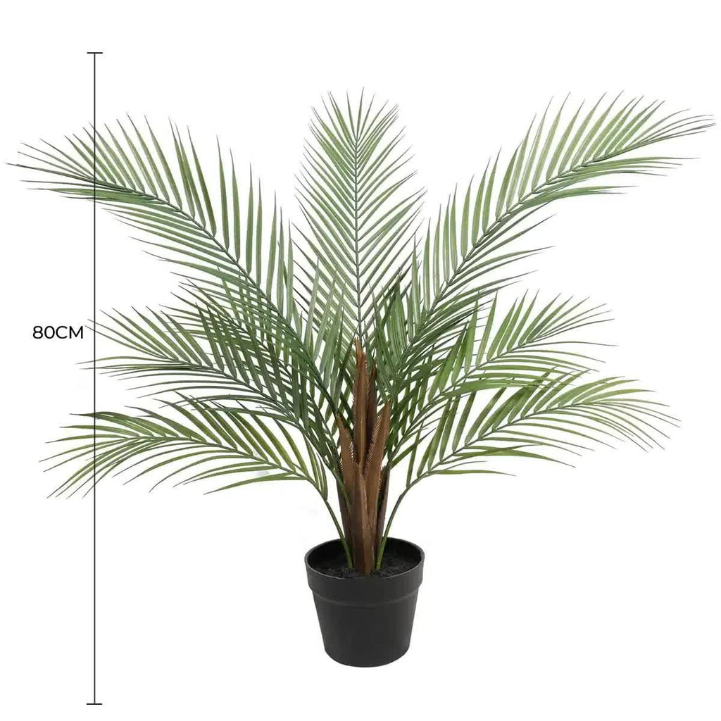 Small artificial Areca palm plant by Faux Flora, 80cm tall, potted indoor decorative artificial plant for home and garden.