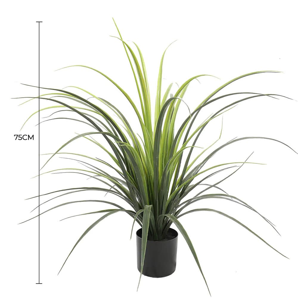 Potted Faux Flora UV-resistant artificial long grass or Yucca grass plant in a 75cm pot, ideal for home and garden decor.
