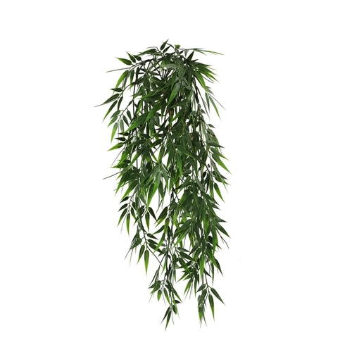 Artificial hanging dark green bamboo leaf garland by Faux Flora, UV resistant and fire rated, perfect for home and garden decor.