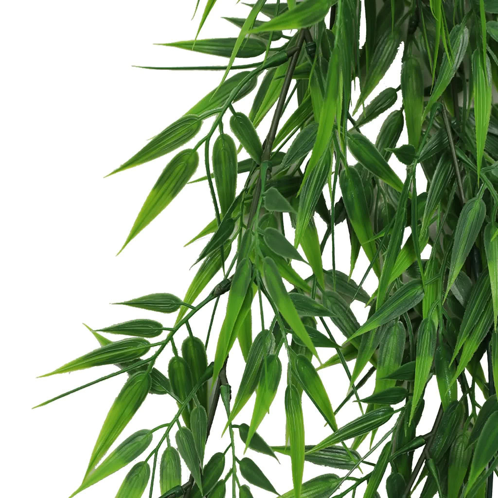 Dark green faux bamboo leaf hanging garland, UV resistant and fire rated, 6cm, ideal for home and garden decor by Faux Flora.