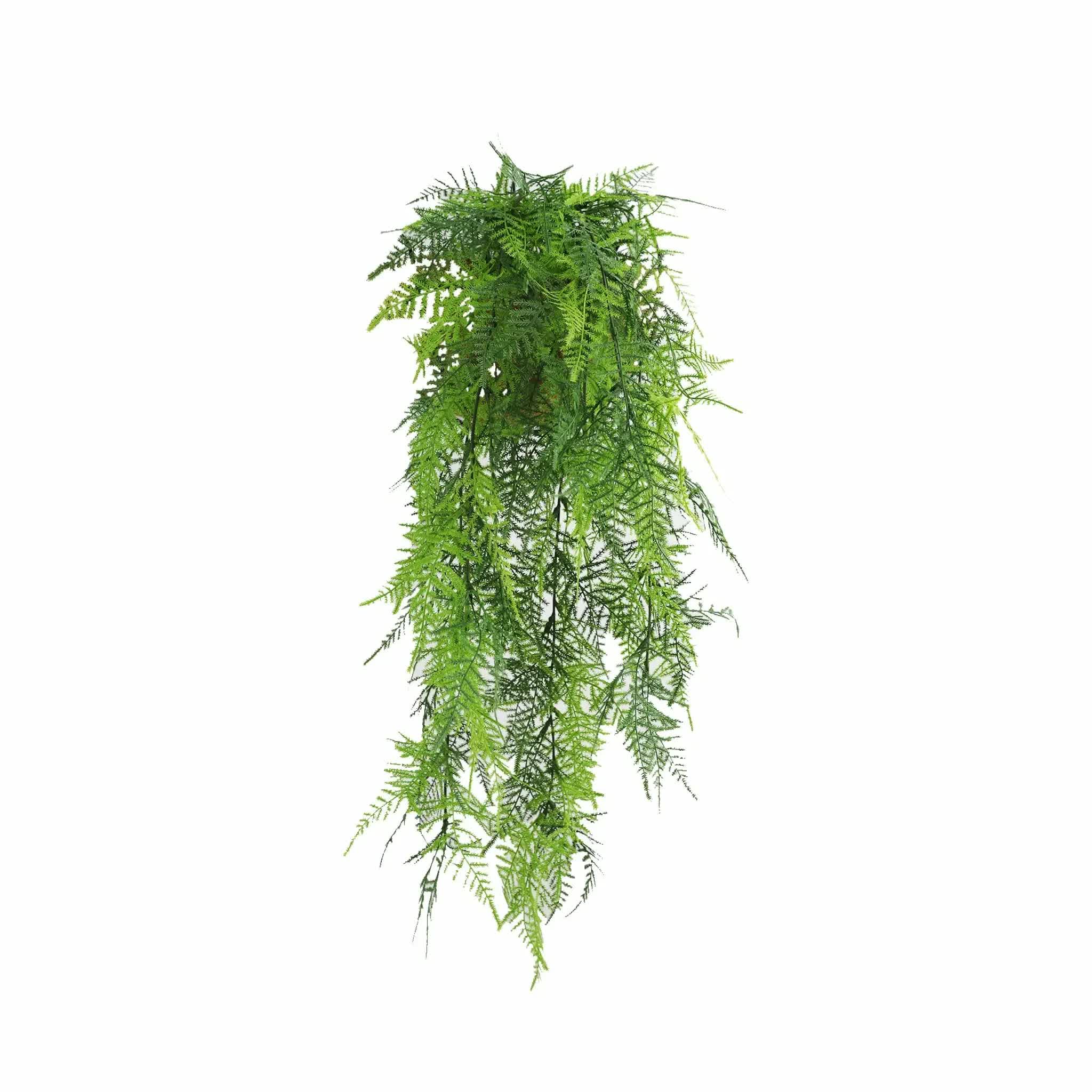 Vivid green artificial hanging lace fern garland by Faux Flora, 76cm, UV resistant and fire rated for home and garden decor.