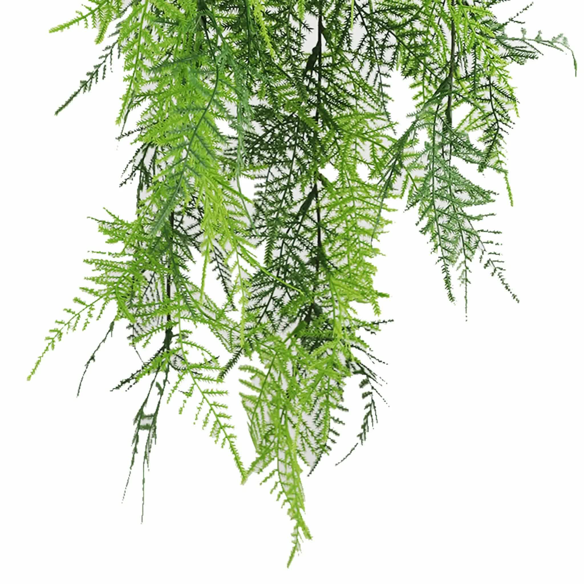 Vivid green artificial hanging lace fern garland by Faux Flora, 76cm, UV resistant and fire rated for home and garden decor.