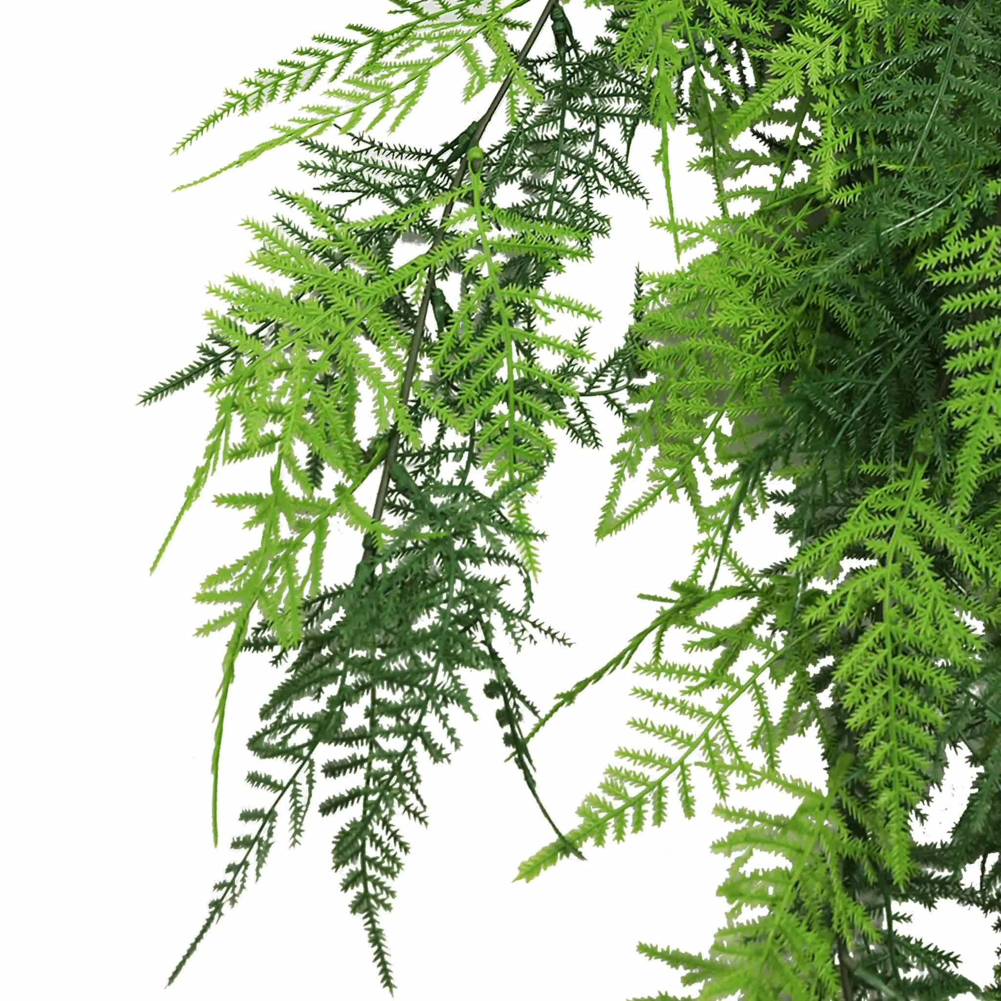 Vivid green artificial hanging lace fern garland by Faux Flora, 76cm, UV resistant and fire rated, suitable for home and garden decor