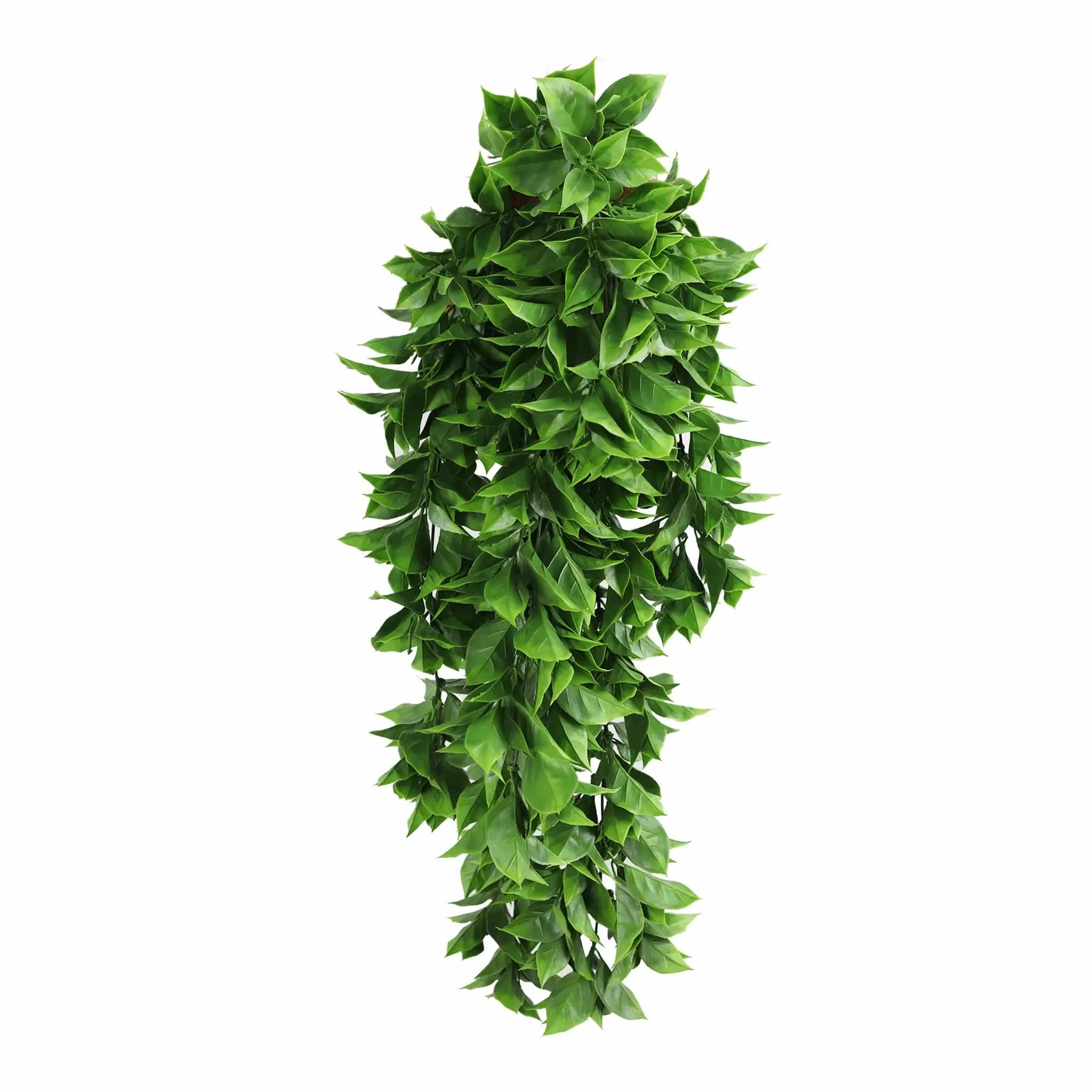 Vivid green artificial hanging pothos bush from Faux Flora, 72cm, UV resistant and fire rated for home and garden decor.
