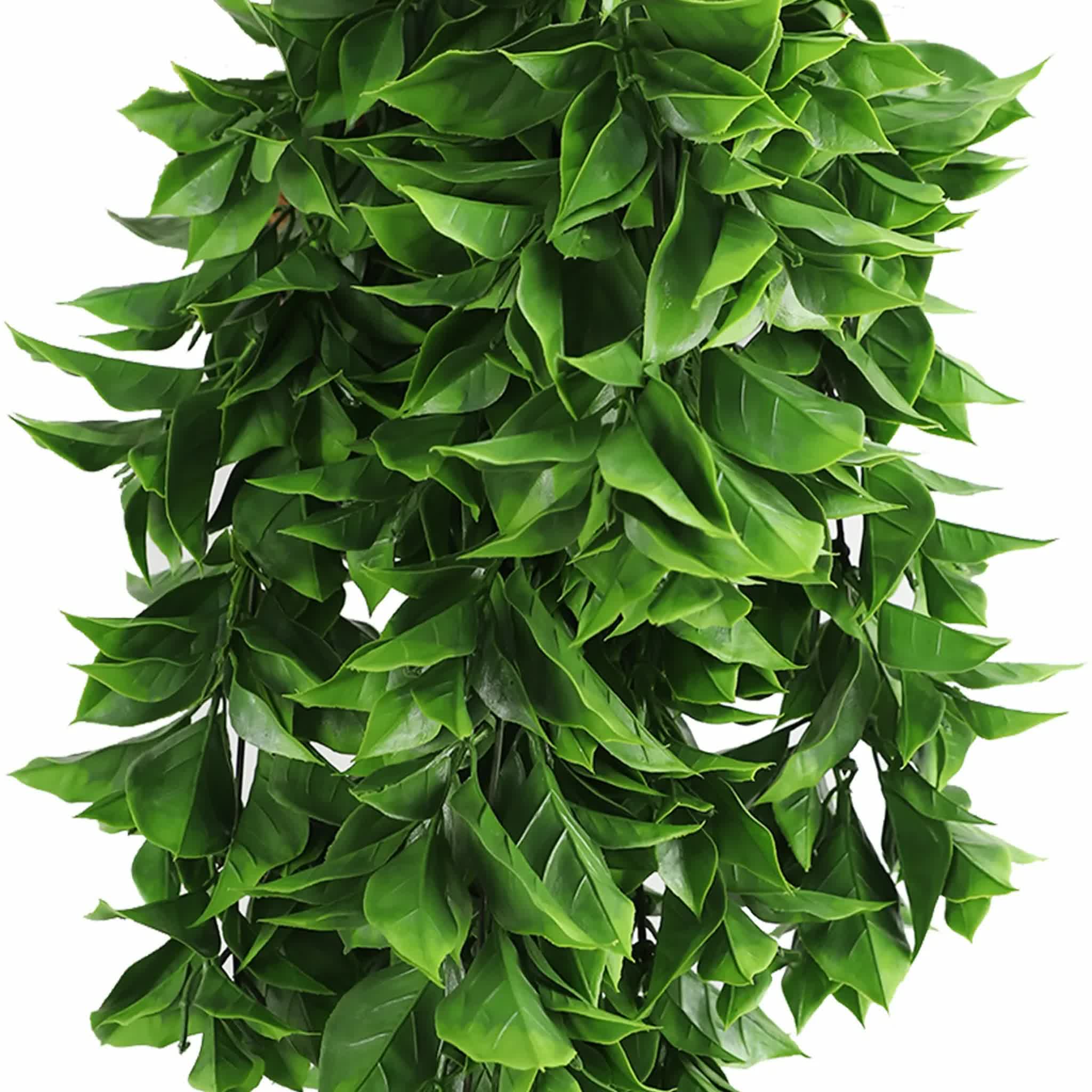Vivid green artificial hanging Pothos bush by Faux Flora, 72cm, UV resistant and fire rated, ideal for home and garden decor.