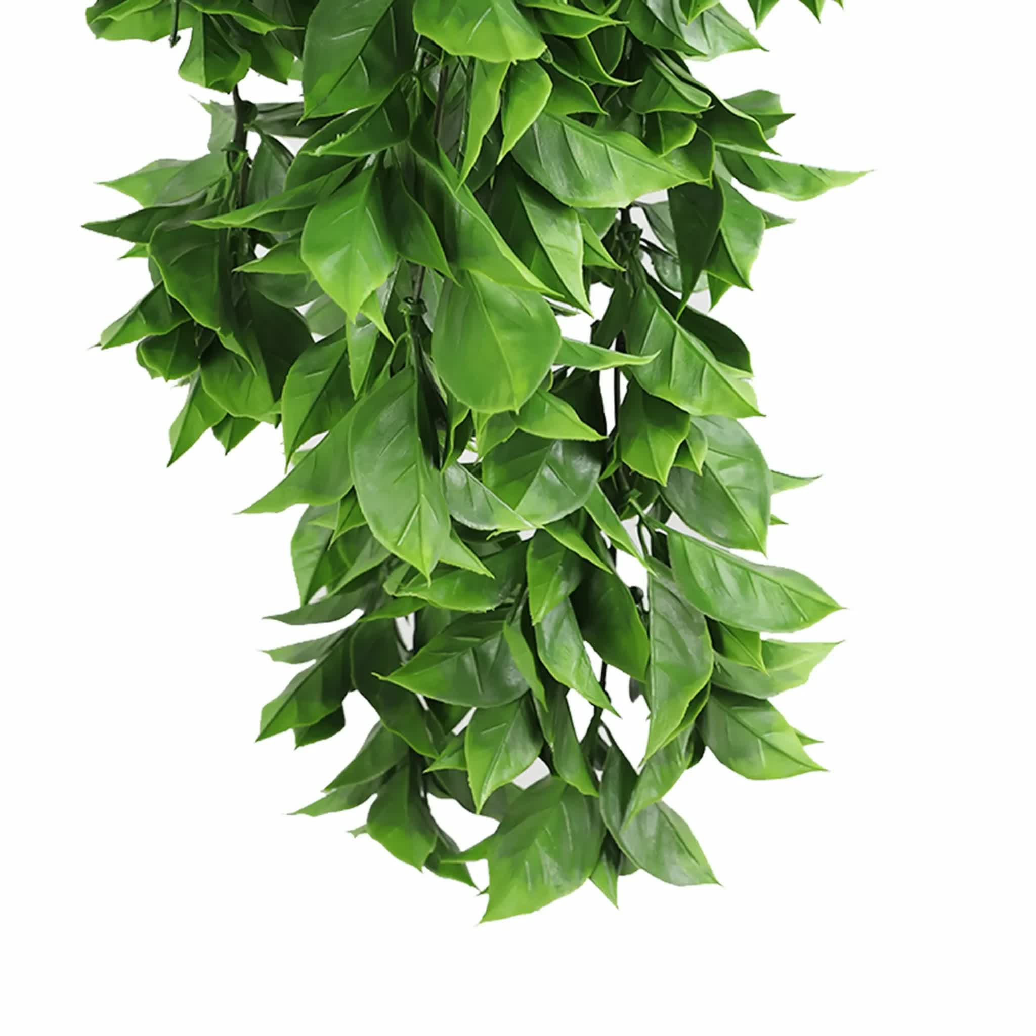 Vivid green artificial hanging Pothos bush by Faux Flora, 72cm, UV resistant and fire rated, ideal for home and garden decor.