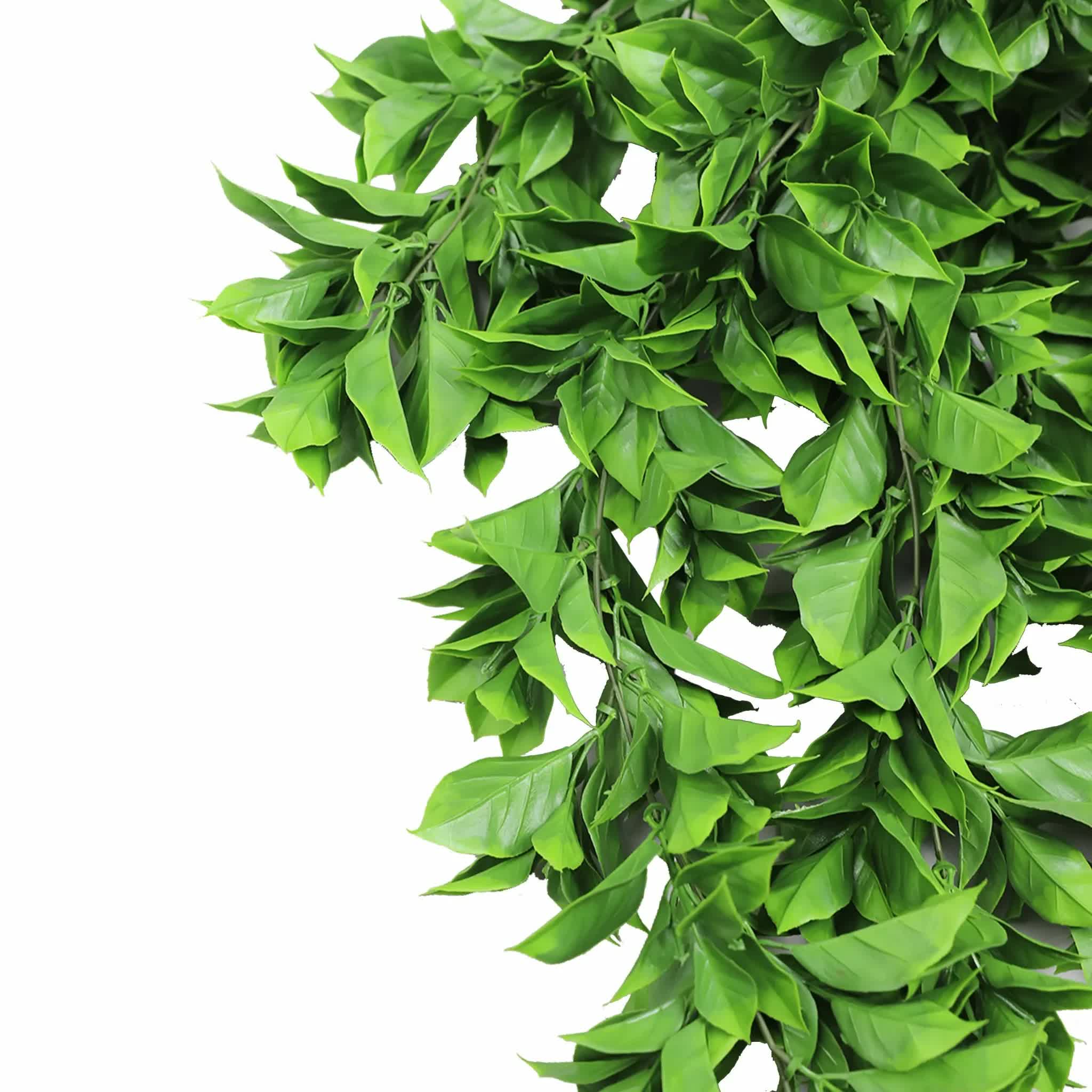 Vivid green artificial dense hanging Pothos bush by Faux Flora, UV resistant and fire rated, 72cm tall for home and garden decor.