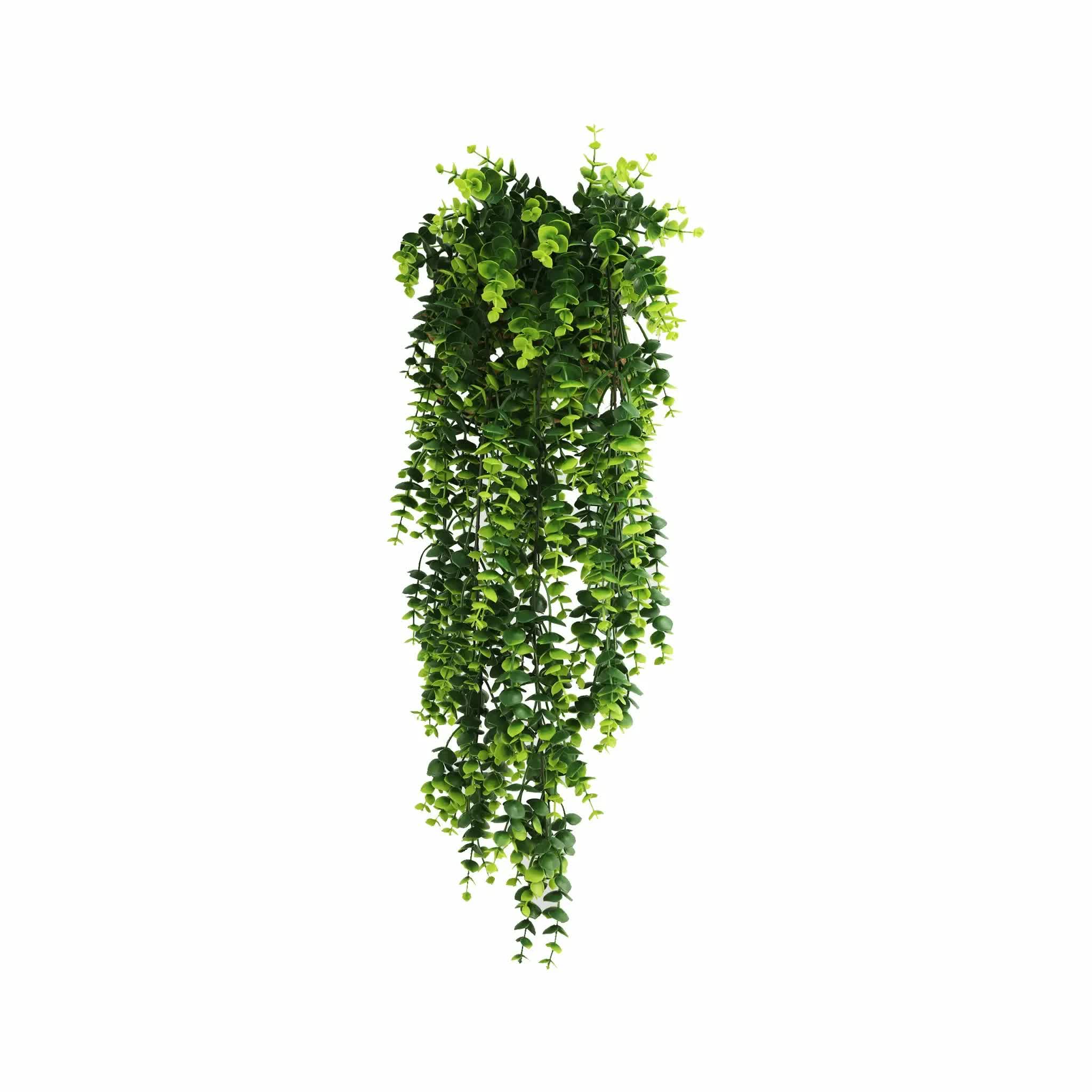 Artificial dense hanging eucalyptus garland by Faux Flora, lush green, 77cm, UV resistant and fire rated for home and garden decor.