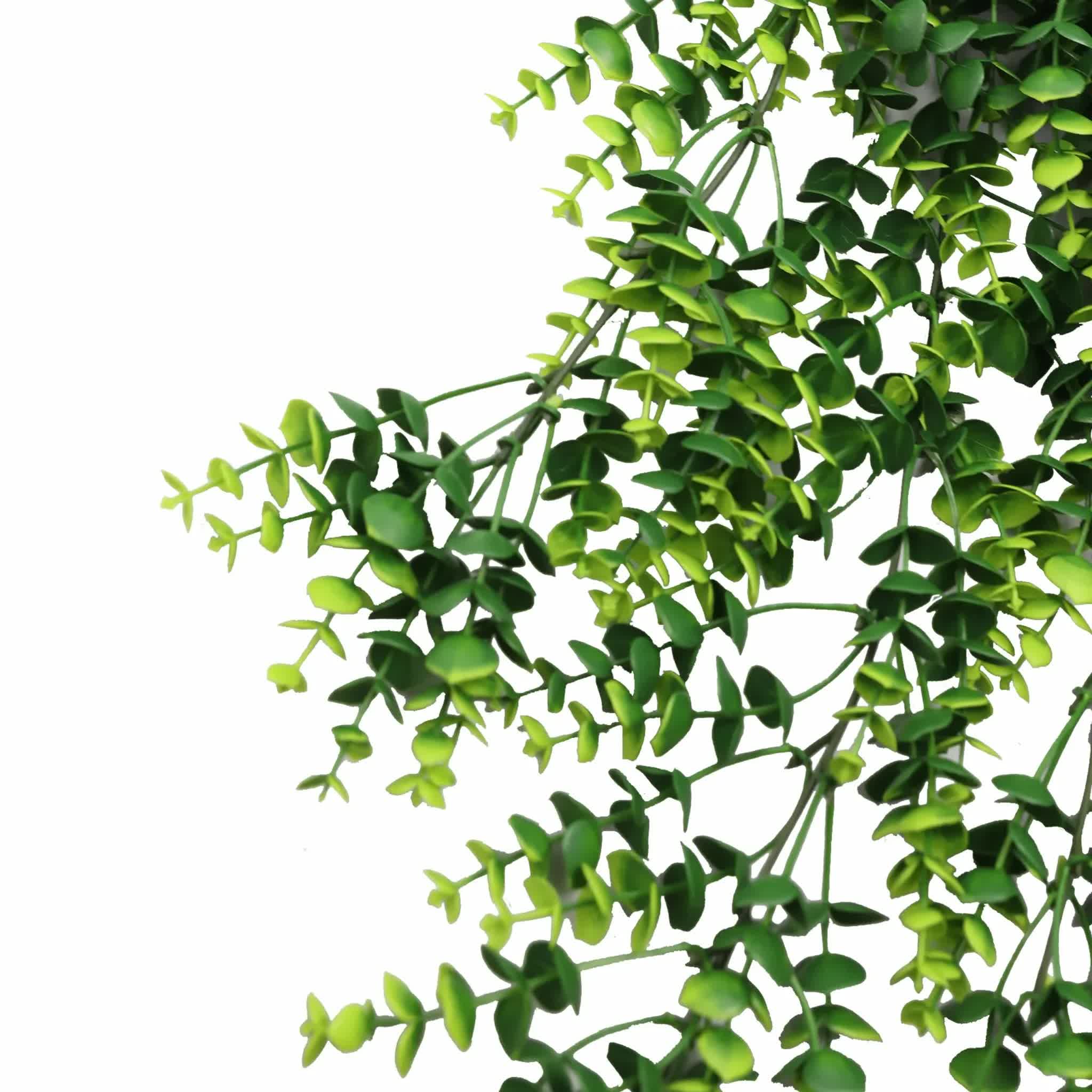 Artificial dense hanging eucalyptus garland by Faux Flora, lush green, UV resistant, fire rated, 77cm for home and garden decor.