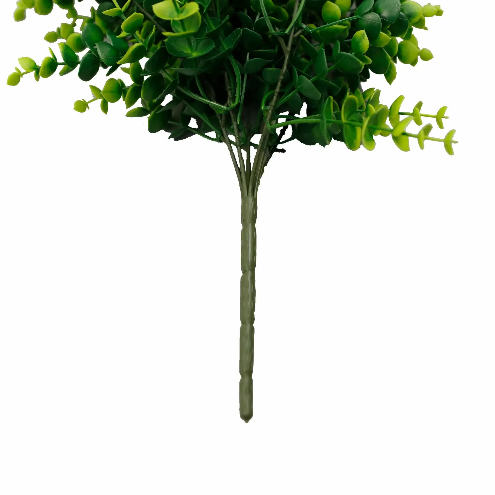 Artificial dense hanging eucalyptus garland by Faux Flora, lush green, 77cm, UV resistant, fire rated, ideal for home and garden decor.