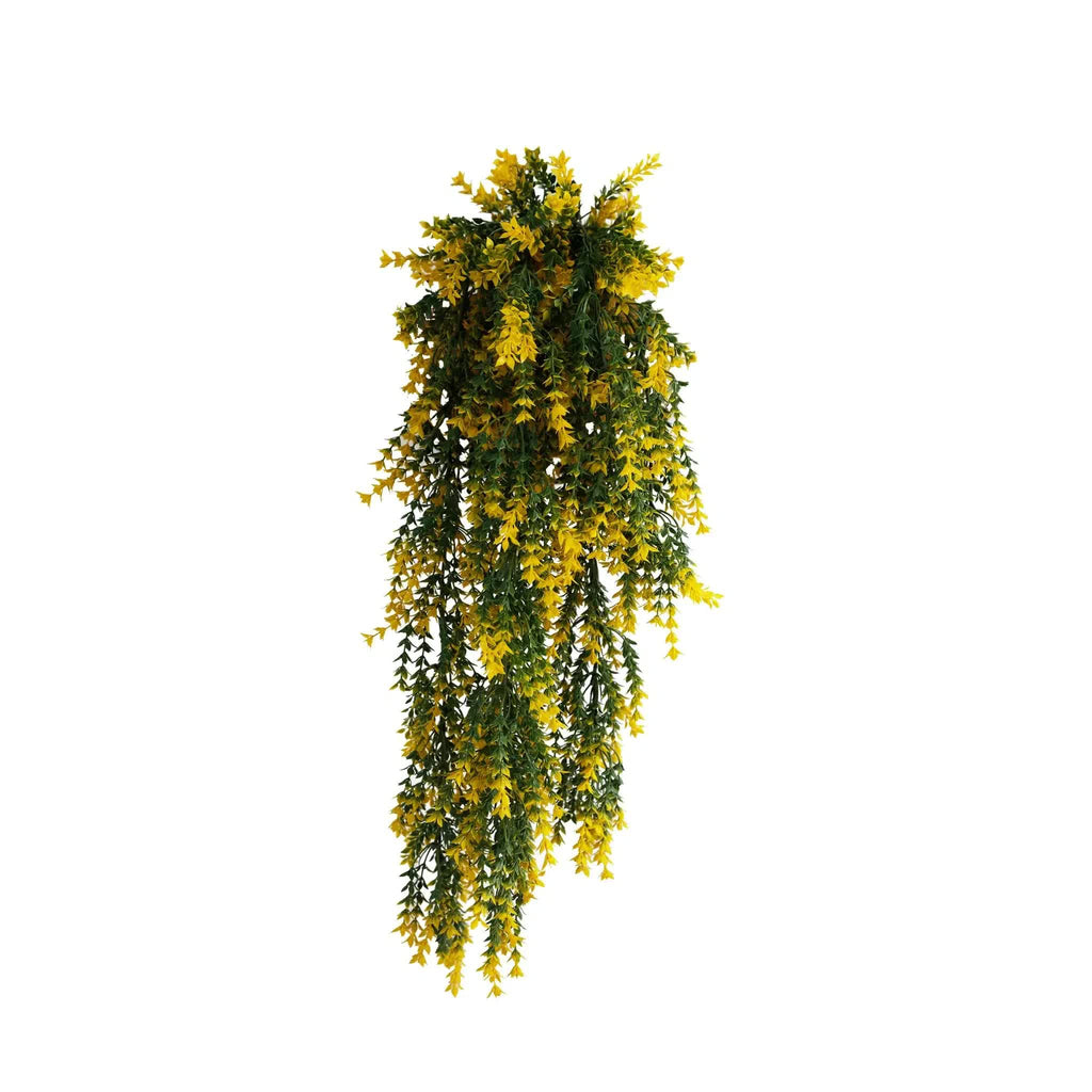 Artificial yellow and green willow leaf garland by Faux Flora, 76cm, UV resistant, fire rated, ideal for home and garden décor.