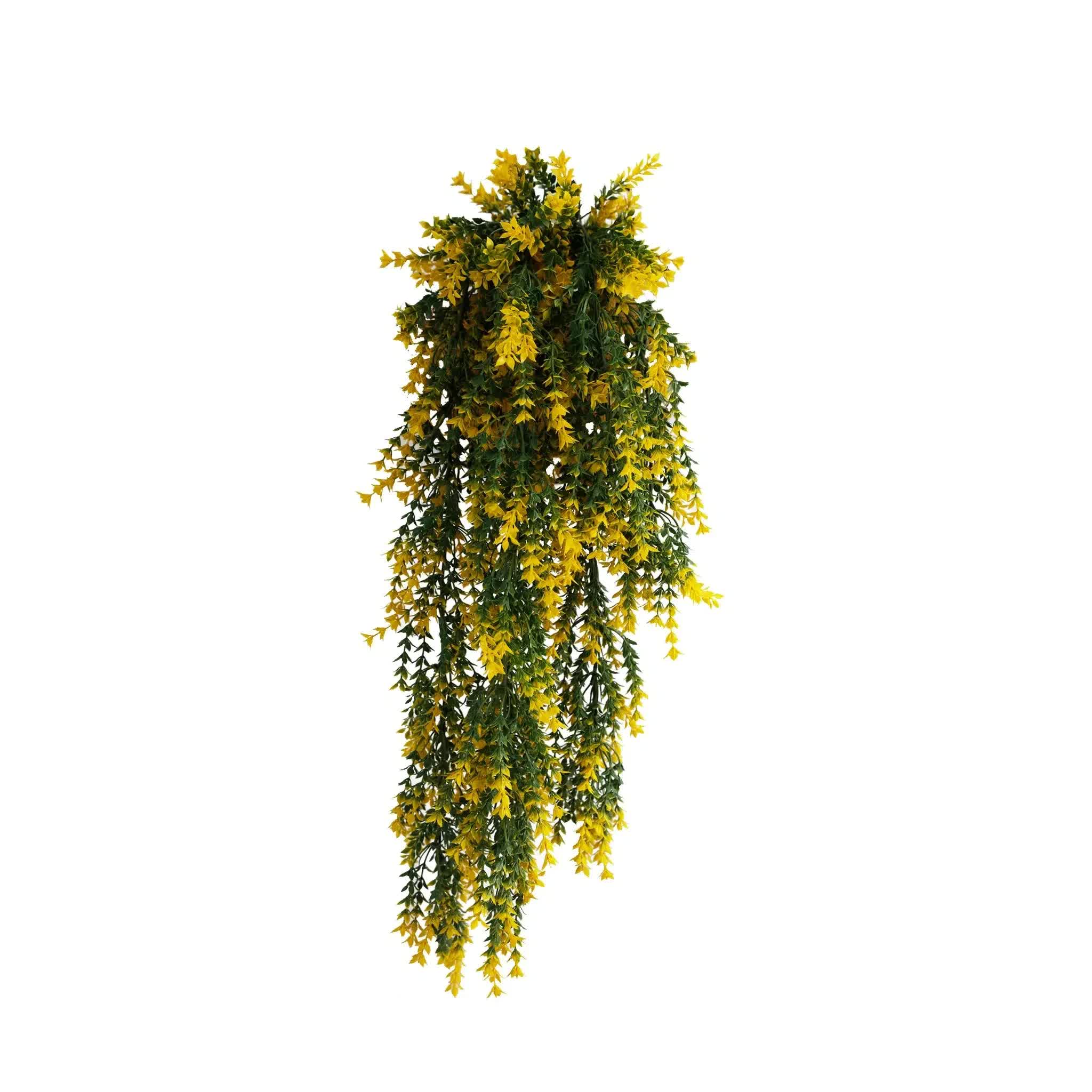 Artificial yellow and green willow leaf garland by Faux Flora, 76cm, UV resistant, fire rated, ideal for home and garden décor.