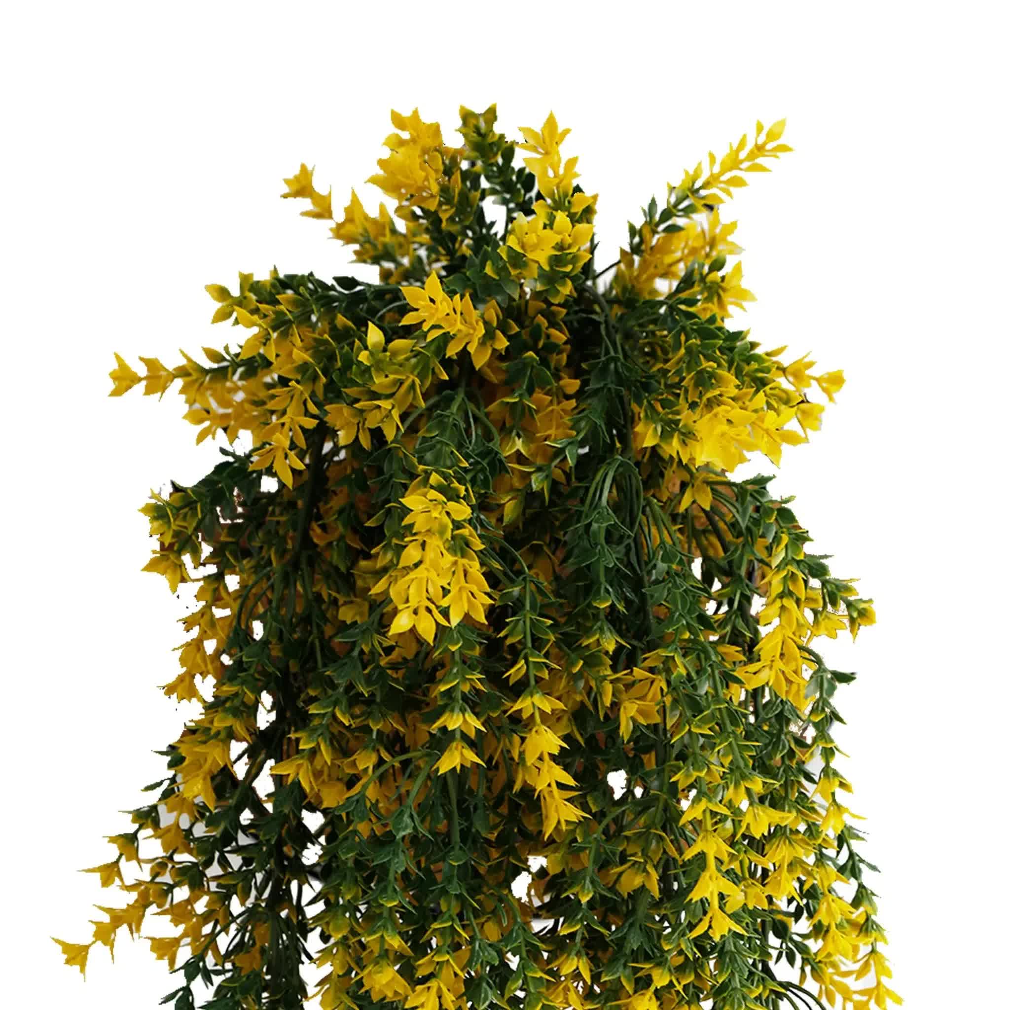 Artificial hanging yellow and green willow leaf garland by Faux Flora, 76cm, UV resistant and fire rated for home and garden decor.