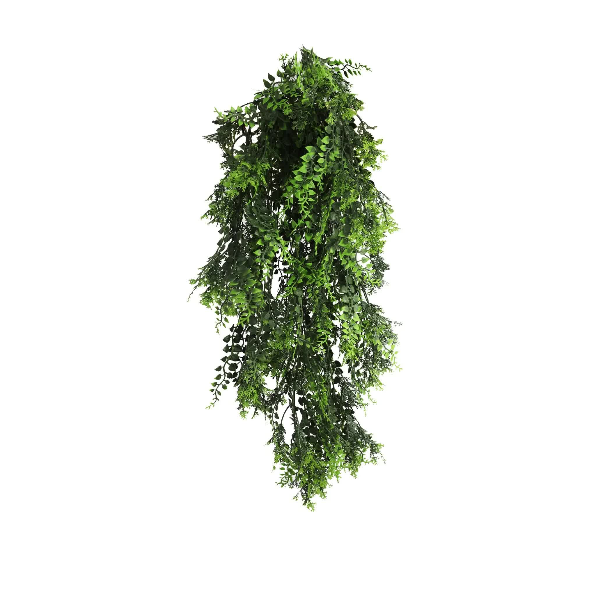 Artificial hanging plant on a white background